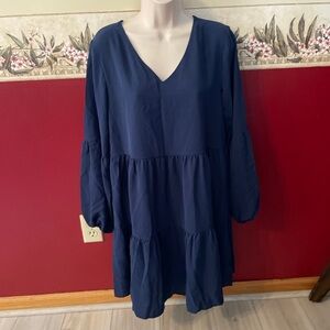 Chic Long Sleeve Navy Dress
